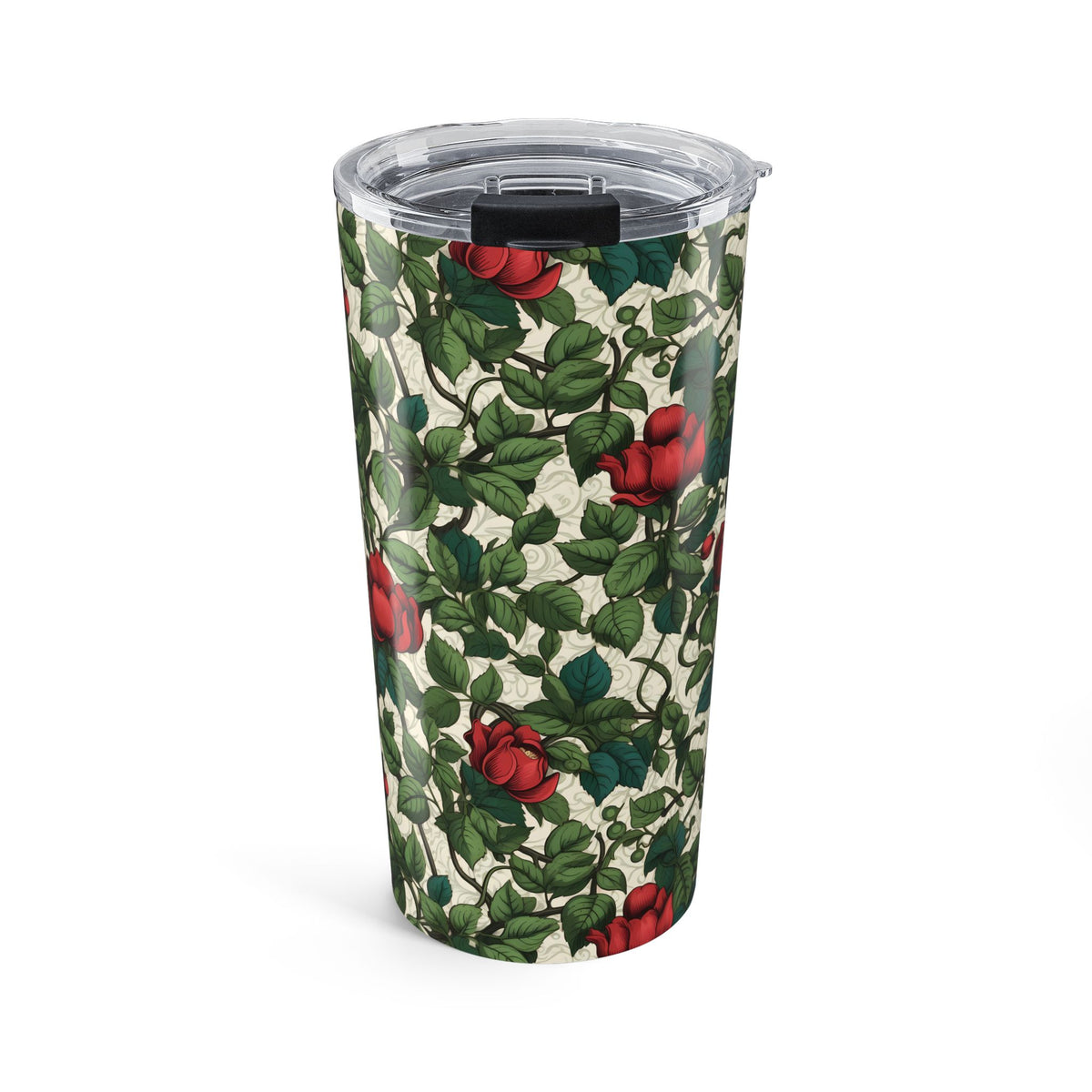 Classic Red Rose & Vine Insulated Tumbler - 20 oz. Stainless Steel, Glossy Finish