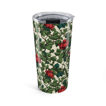Classic Red Rose & Vine Insulated Tumbler - 20 oz. Stainless Steel, Glossy Finish