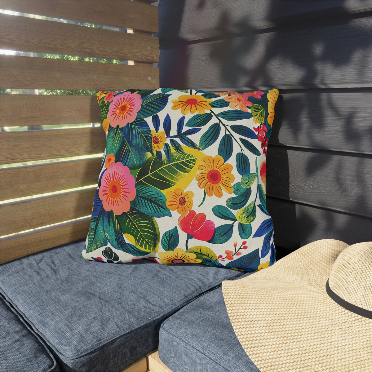 Blossom Bliss Square Outdoor Pillow - Spun Polyester - Double-Sided Print - UV-Resistant - Water-Resistant - Available in 3 sizes.