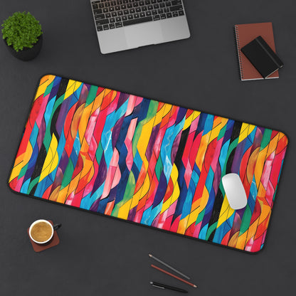 Retro Ripples Desk Mat (Desk Pad) - Colorful Vibes for Your Desk! Available in 3 sizes.