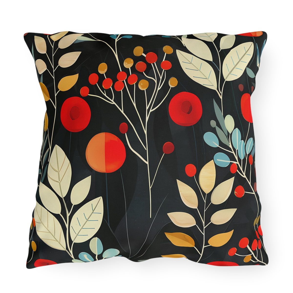 Retro Woodland Whispers Square Outdoor Pillow - Spun Polyester - Double-Sided Print - UV-Resistant - Water-Resistant - Available in 3 sizes.