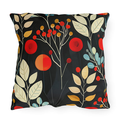 Retro Woodland Whispers Square Outdoor Pillow - Spun Polyester - Double-Sided Print - UV-Resistant - Water-Resistant - Available in 3 sizes.