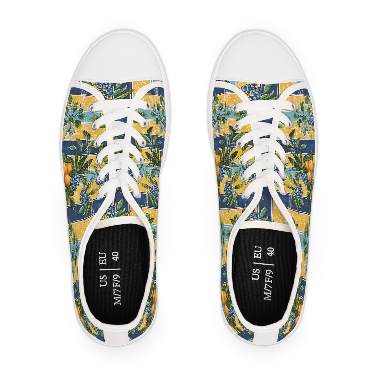 Sunny Orchard Stripes Ladies' Low Top Sneakers - Wake Up Your Wardrobe – Where Fruity Freshness Meets Classic Charm!