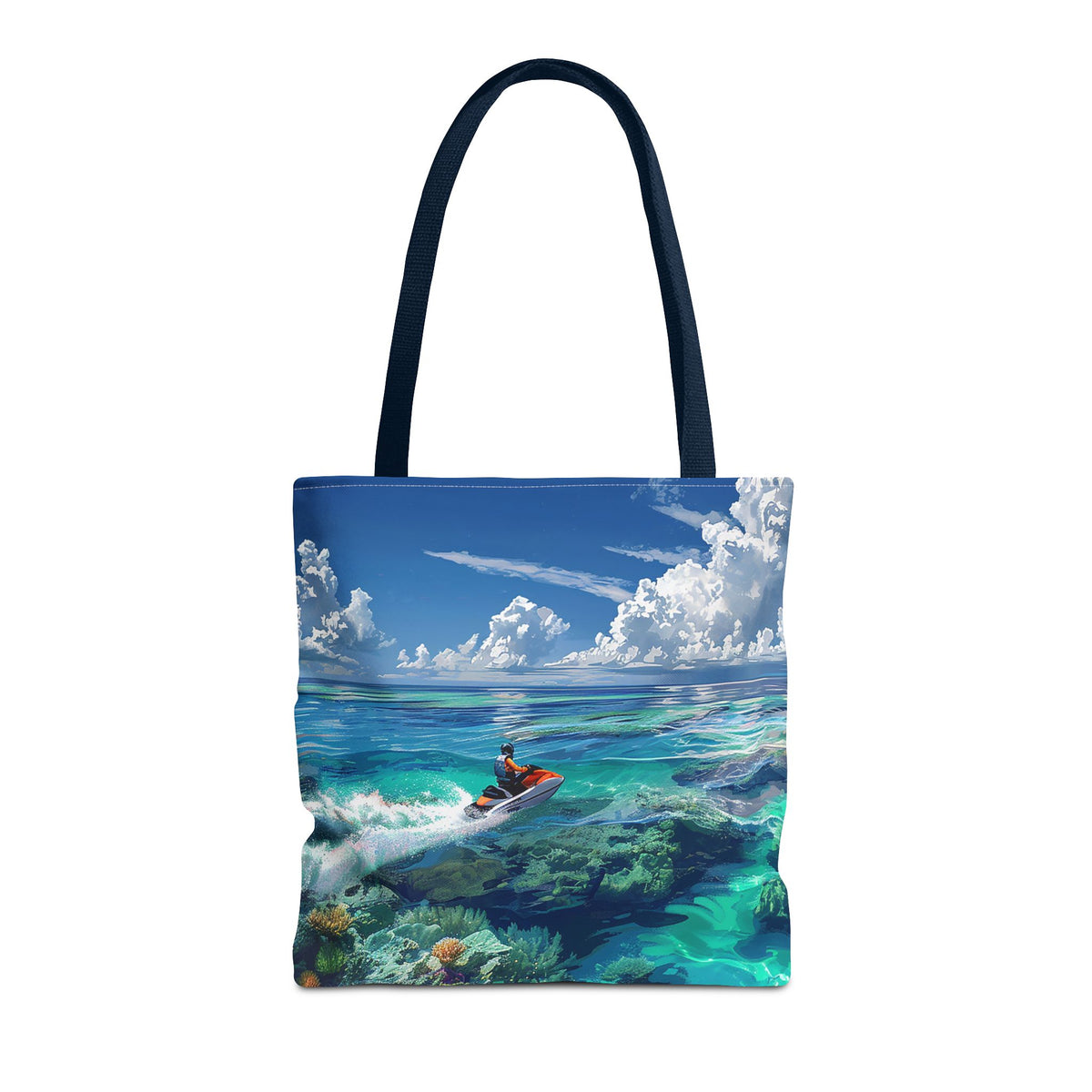 Jet Ski Tropical Paradise Tote Bag - Carry the Coastline - Where Adventure Meets Accessories! Available in 3 sizes.