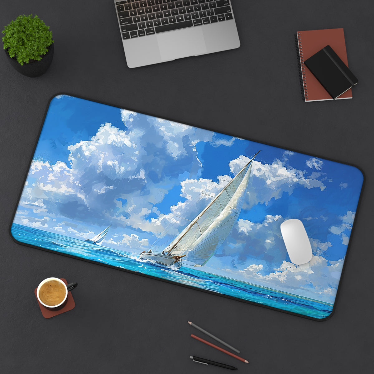Ocean Breeze Sailing Desk Mat (Desk Pad) - Set Sail on Your Desk - Navigate Through Tasks with Ease! Available in 3 sizes.