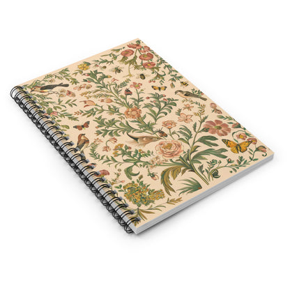 Floral Aviary Harmony Spiral Notebook - Ruled Line - Capture Nature's Harmony – Where Birds, Bees, and Butterflies Dance Among Blooms!