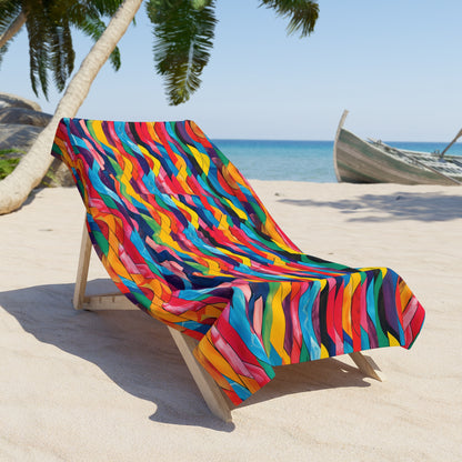 Retro Ripples Luxurious Beach Towel - Make Waves with Style - Dive into Retro Ripples! Available in 2 sizes.
