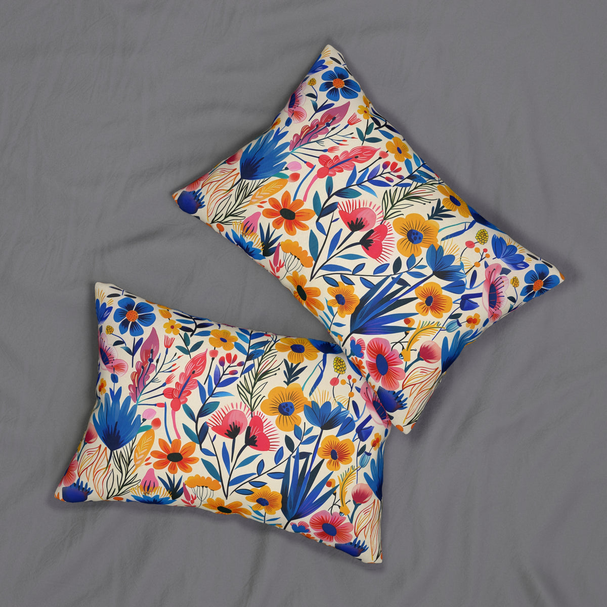 Happy Heartfelt Blooms Lumbar Pillow - Spun Polyester - Double-Sided Print - Concealed Zipper - 20" x 14"