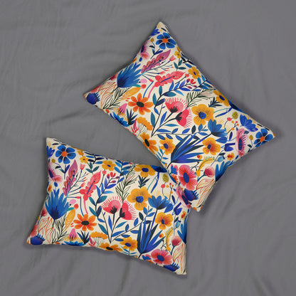 Happy Heartfelt Blooms Lumbar Pillow - Spun Polyester - Double-Sided Print - Concealed Zipper - 20" x 14"