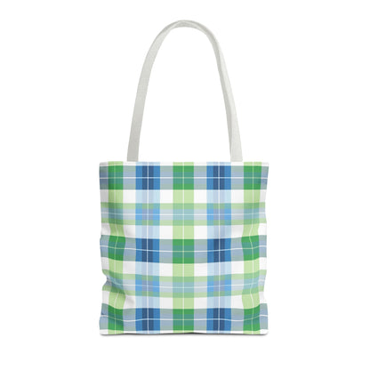 Spring Mist Plaid Tote Bag - Tote Your Essentials in Style - Fresh Plaid for Bright Days! Available in 3 sizes.