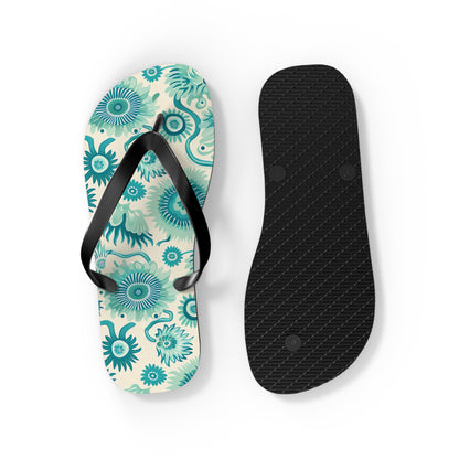 Surreal Sea Garden Flip Flops. 5/8" Thick Comfortable Summer or Winter Gym/Sauna Footwear for Men and Women.
