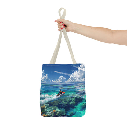 Jet Ski Tropical Paradise Tote Bag - Carry the Coastline - Where Adventure Meets Accessories! Available in 3 sizes.