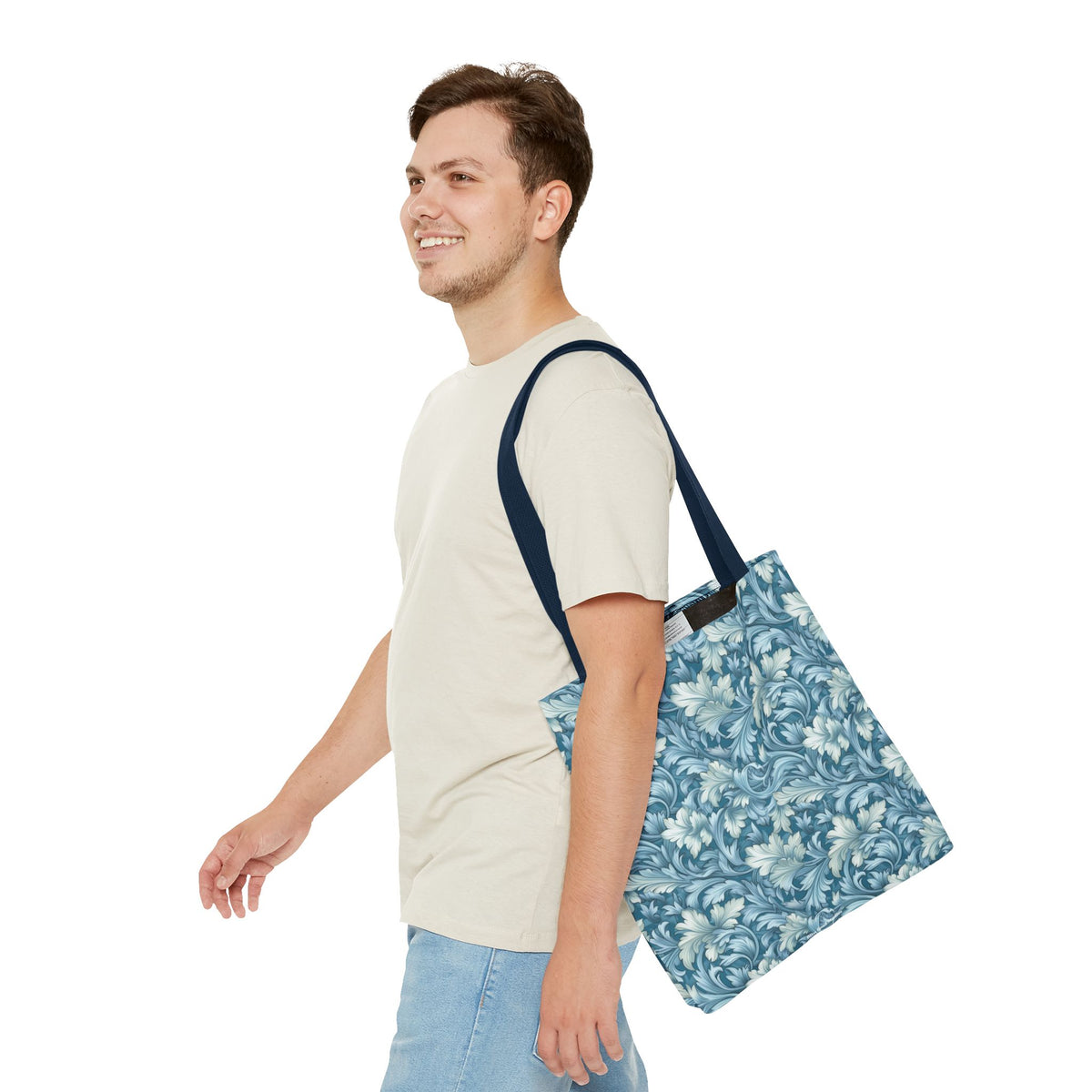 Soft Blue Leaf Tapestry Tote Bag - Leaf Through History with Every Carry! Available in 3 sizes.