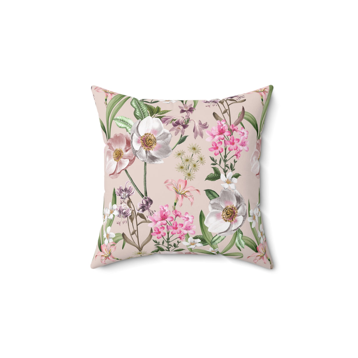 Springtime Bloom Bliss Square Throw Pillow - Spun Polyester - Double-Sided Print - Concealed Zipper - Available in 4 sizes.