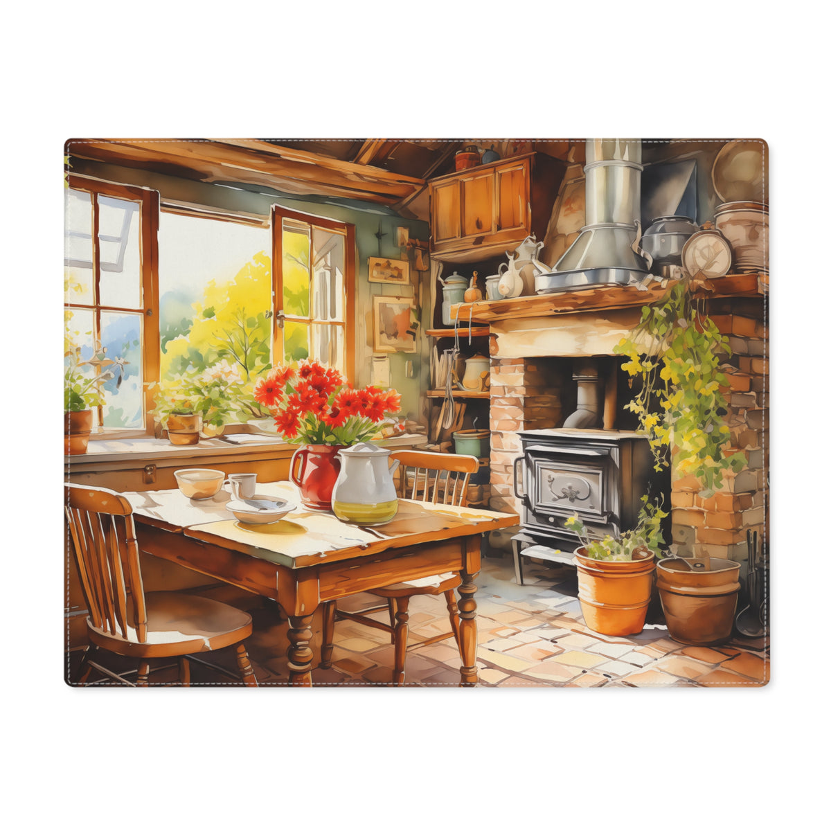 Cozy Cottage Hearth Kitchen Placemat - Warmth on Every Plate – Experience Cottage Comfort! Cotton Twill - 18" x 14"