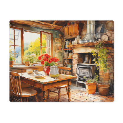 Cozy Cottage Hearth Kitchen Placemat - Warmth on Every Plate – Experience Cottage Comfort! Cotton Twill - 18" x 14"