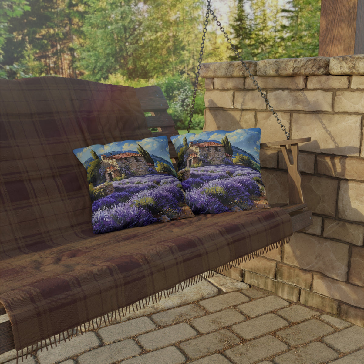Tuscan Lavender Dreams Square Outdoor Pillow - Spun Polyester - Double-Sided Print - UV-Resistant - Water-Resistant - Available in 3 sizes.