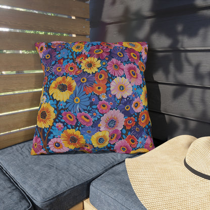 Midnight Garden Whimsy Square Outdoor Pillow - Spun Polyester - Double-Sided Print - UV-Resistant - Water Resistant - Available in 3 sizes.