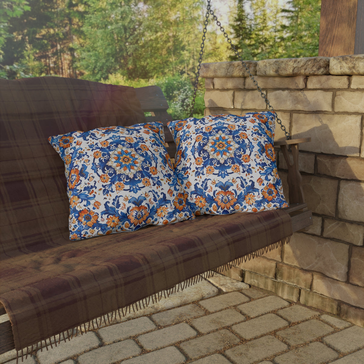 Sierra Blossom Square Outdoor Pillow - Spun Polyester - Double-Sided Print - UV-Resistant - Water-Resistant - Available in 3 sizes.