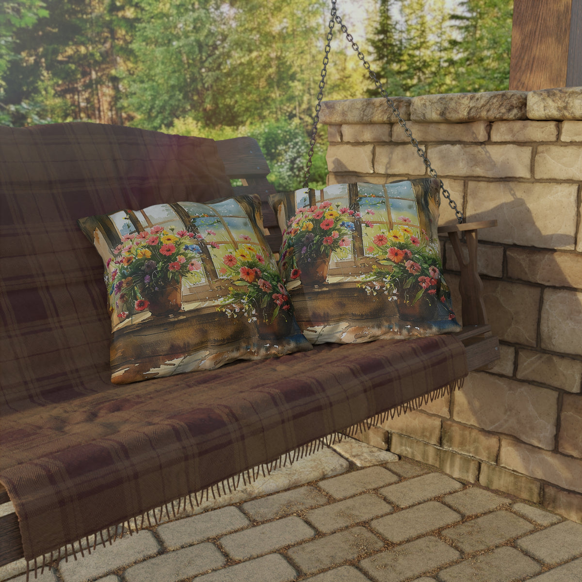 Morning Bloom Delight Square Outdoor Pillow - Spun Polyester - Double-Sided Print - UV-Resistant - Water-Resistant - Available in 3 sizes.