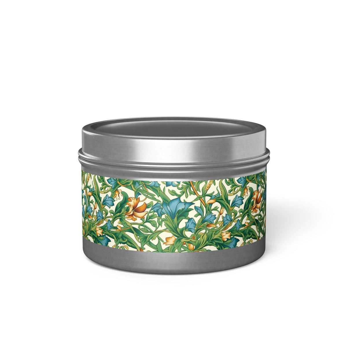Medieval Meets Modern Vines Tin Candle. Light Up Your Space with Timeless Elegance! Available in 2 sizes, 3 finishes, and 5 scents.
