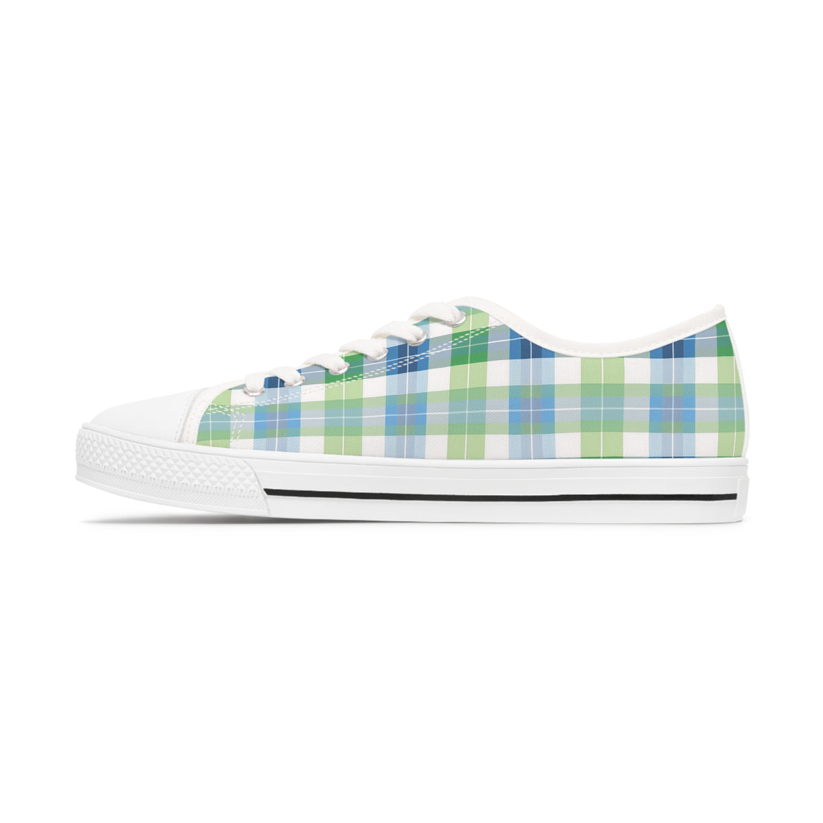 Spring Mist Plaid Ladies' Low Top Sneakers - Sprinkle Your Steps with Spring - Fashion in Full Bloom!