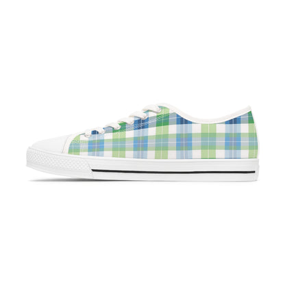 Spring Mist Plaid Ladies' Low Top Sneakers - Sprinkle Your Steps with Spring - Fashion in Full Bloom!