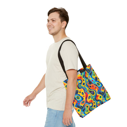 Groovy Splash Tote Bag - Unleash Your Inner Groove with a Splash of Color! Available in 3 sizes.