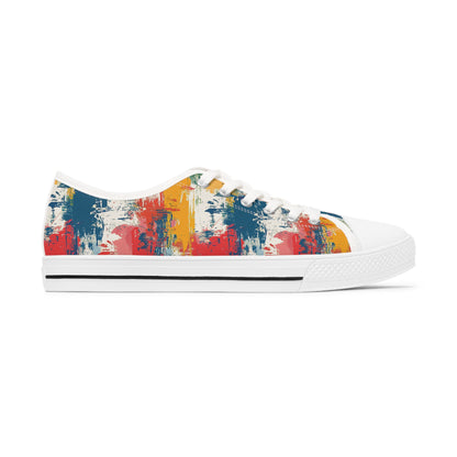 Paint Splash Palette Ladies' Low Top Sneakers - Step into Art – Where Every Step Becomes a Masterpiece!