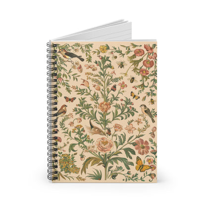 Floral Aviary Harmony Spiral Notebook - Ruled Line - Capture Nature's Harmony – Where Birds, Bees, and Butterflies Dance Among Blooms!