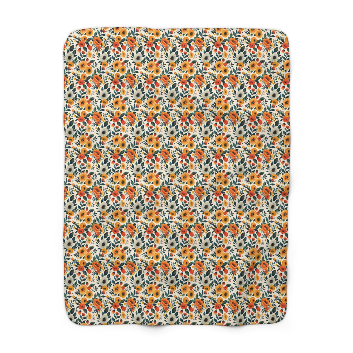 Golden Bloom Harmony Sherpa Fleece Blanket - Curl Up in Comfort - Bright Blooms for Blissful Days! Available in 2 sizes.