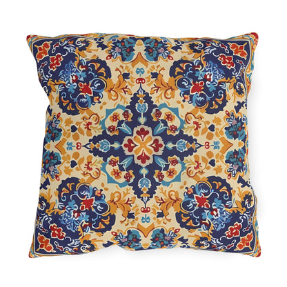 Moorish Elegance Square Outdoor Pillow - Spun Polyester - Double-Sided Print - UV-Resistant - Water-Resistant - Available in 3 sizes.