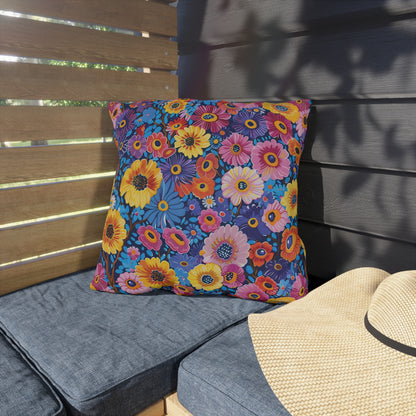 Midnight Garden Whimsy Square Outdoor Pillow - Spun Polyester - Double-Sided Print - UV-Resistant - Water Resistant - Available in 3 sizes.