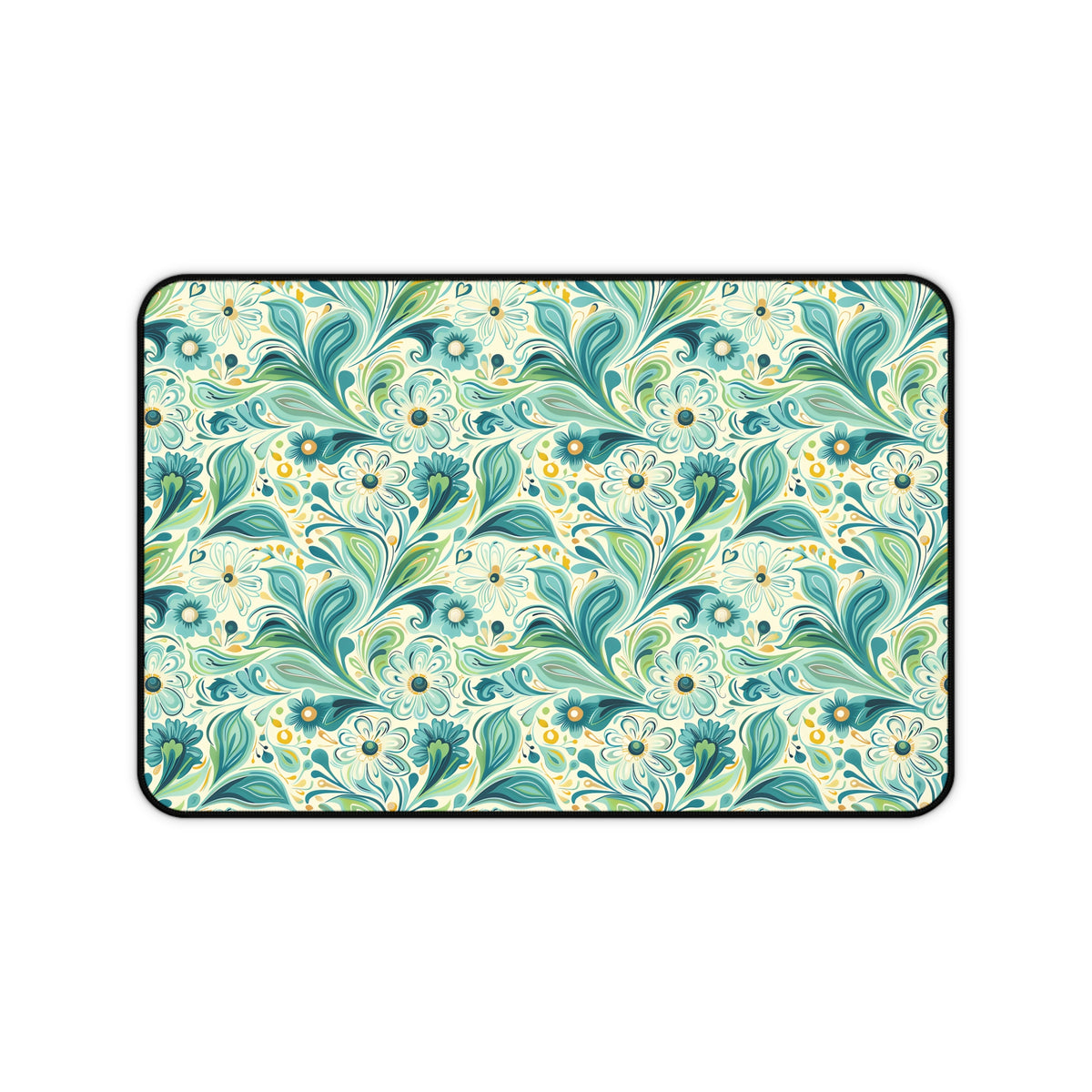 Whimsical Teal Floral Garden Desk Mat (Desk Pad) - Let Your Desk Bloom with Whimsy! Available in 3 sizes.