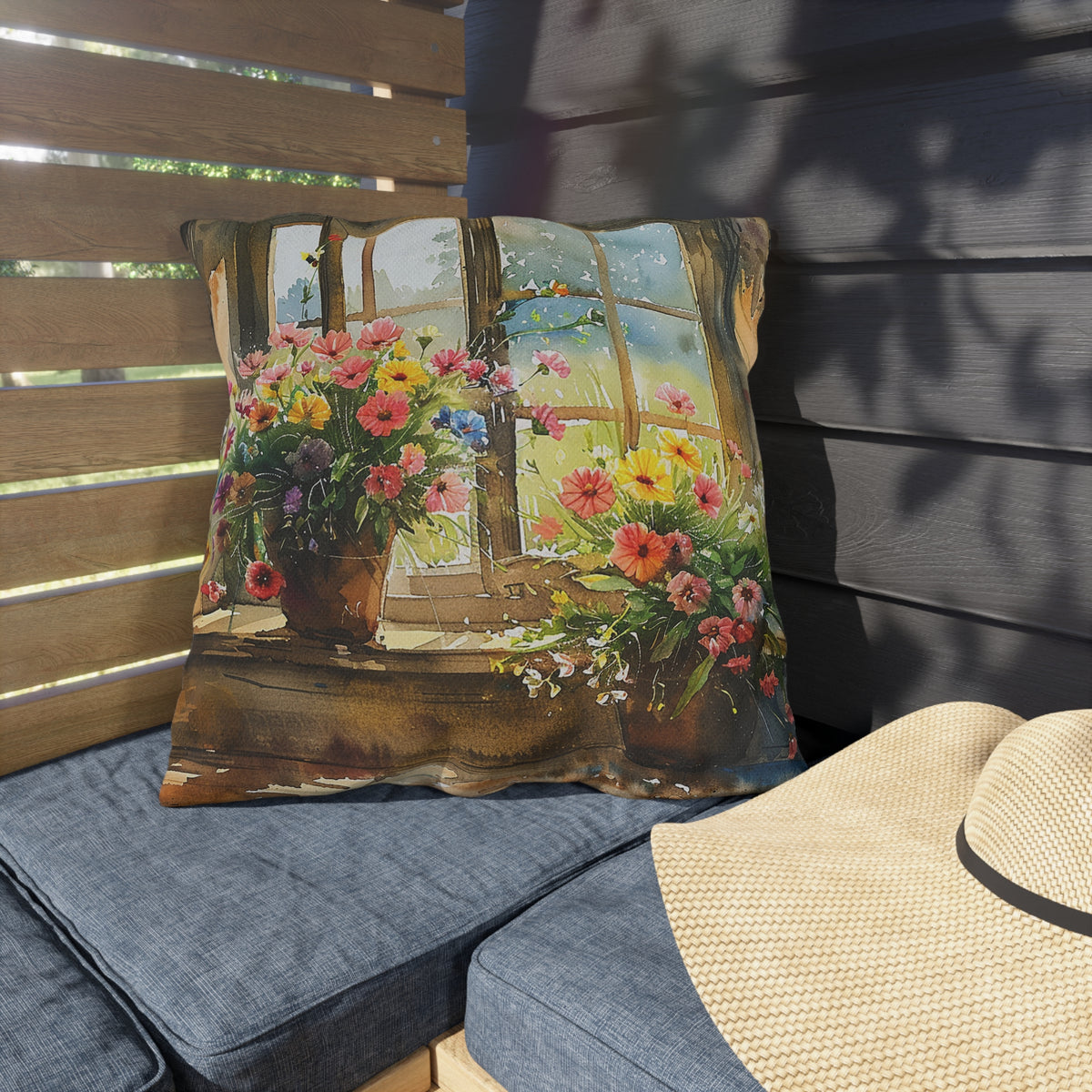 Morning Bloom Delight Square Outdoor Pillow - Spun Polyester - Double-Sided Print - UV-Resistant - Water-Resistant - Available in 3 sizes.