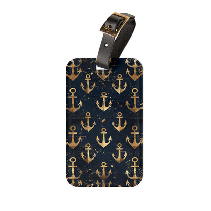 Golden Anchor Acrylic Luggage Tag - Set Sail in Style with Golden Anchor! Ahoy Mates!
