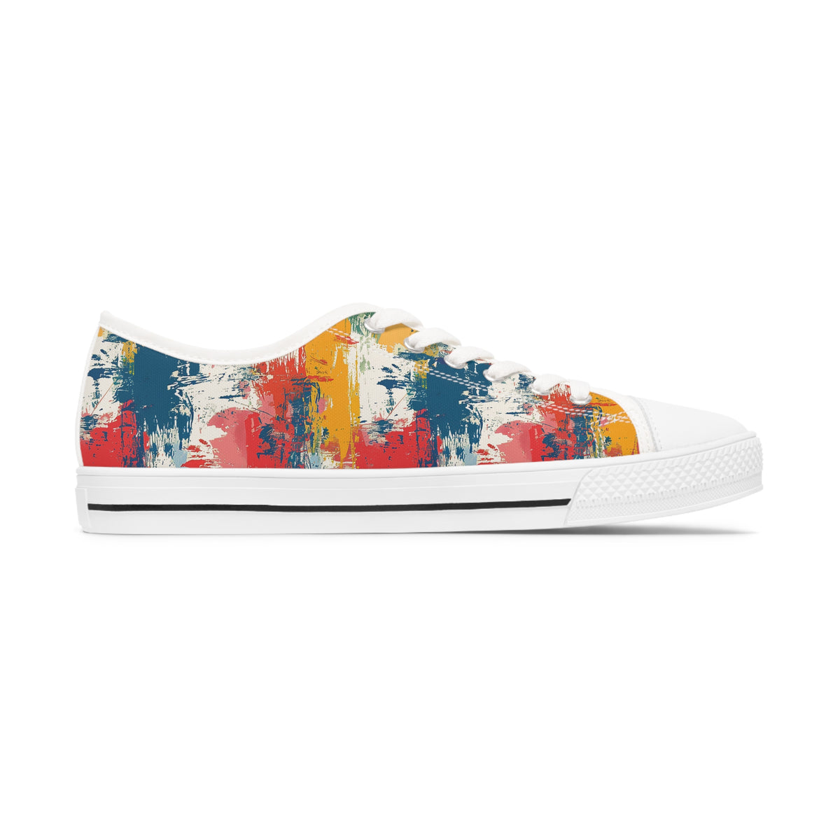 Paint Splash Palette Ladies' Low Top Sneakers - Step into Art – Where Every Step Becomes a Masterpiece!