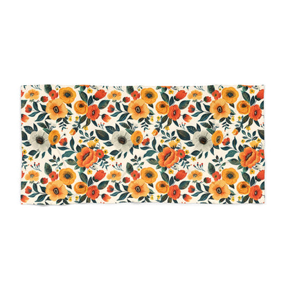 Golden Bloom Harmony Luxurious Beach Towel - Bask in Elegance with Golden Bloom Harmony! Available in 2 sizes.