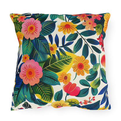 Blossom Bliss Square Outdoor Pillow - Spun Polyester - Double-Sided Print - UV-Resistant - Water-Resistant - Available in 3 sizes.