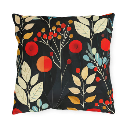 Retro Woodland Whispers Square Outdoor Pillow - Spun Polyester - Double-Sided Print - UV-Resistant - Water-Resistant - Available in 3 sizes.