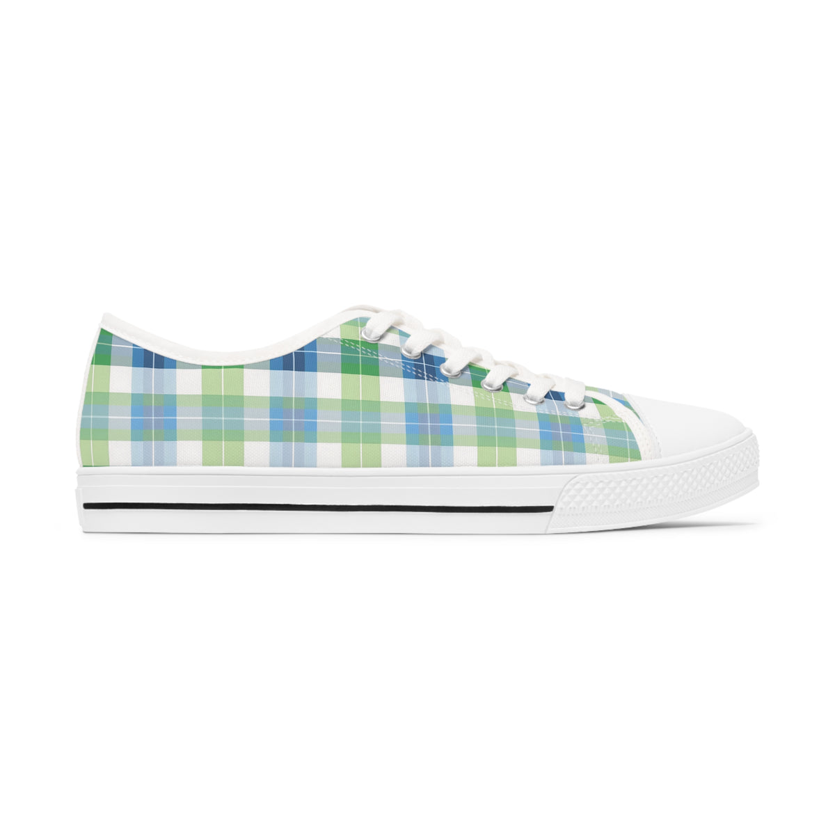 Spring Mist Plaid Ladies' Low Top Sneakers - Sprinkle Your Steps with Spring - Fashion in Full Bloom!