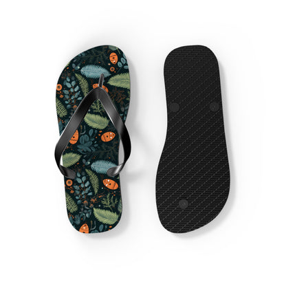 Mysterious Ferns Flip Flops - 5/8" Thick Comfortable Summer or Winter Gym/Sauna Footwear for Men, Women