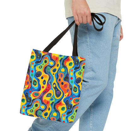 Groovy Splash Tote Bag - Unleash Your Inner Groove with a Splash of Color! Available in 3 sizes.