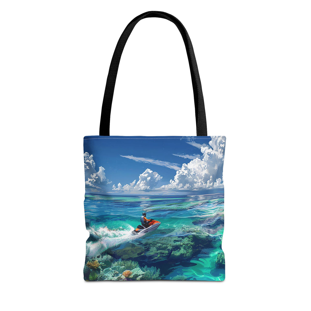 Jet Ski Tropical Paradise Tote Bag - Carry the Coastline - Where Adventure Meets Accessories! Available in 3 sizes.
