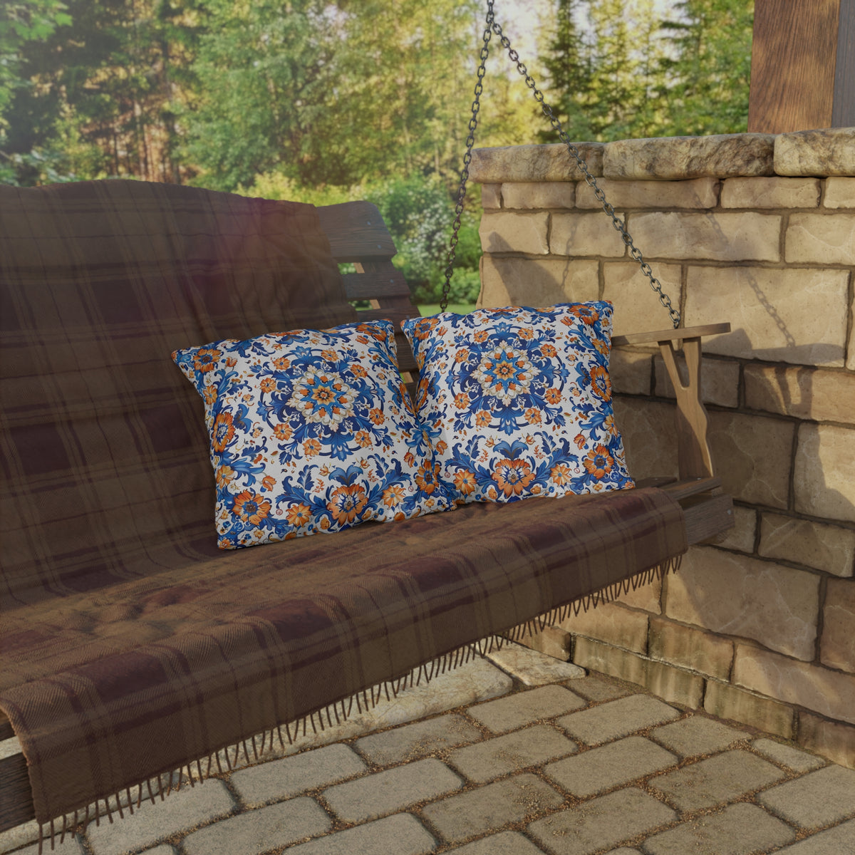 Sierra Blossom Square Outdoor Pillow - Spun Polyester - Double-Sided Print - UV-Resistant - Water-Resistant - Available in 3 sizes.