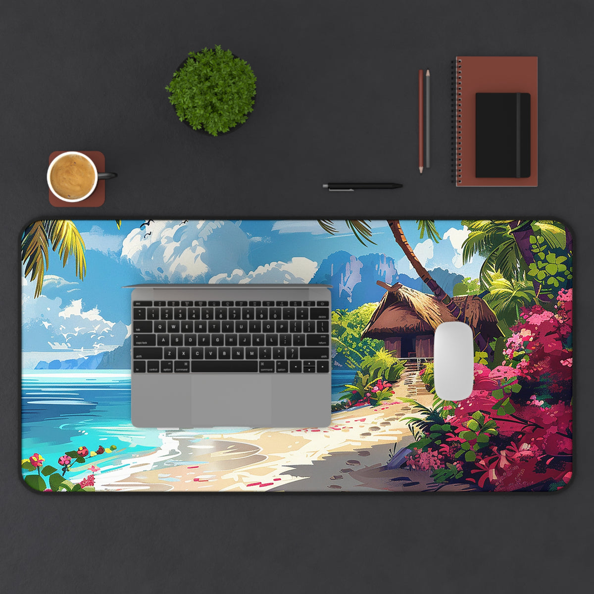 Bougainvillea Island Paradise Desk Mat (Desk Pad) - Escape to a Tropical Oasis with Every Task! Available in 3 sizes.