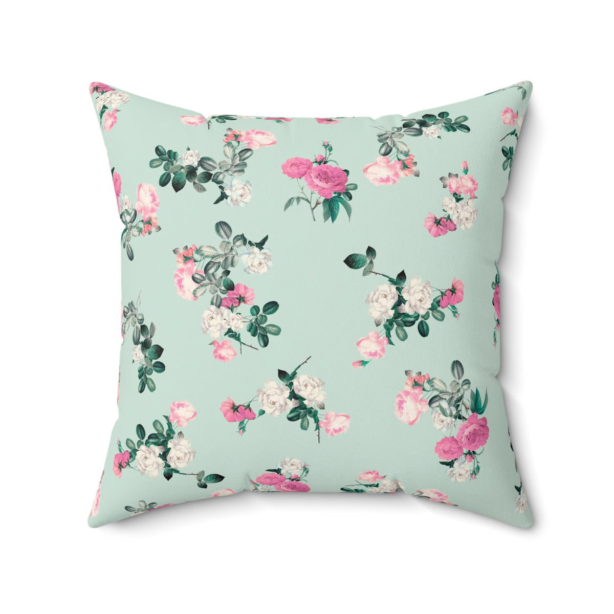 Delicate Rose Garden Square Throw Pillow - Spun Polyester - Double-Sided Print - Concealed Zipper - Available in 4 sizes.
