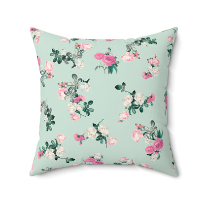 Delicate Rose Garden Square Throw Pillow - Spun Polyester - Double-Sided Print - Concealed Zipper - Available in 4 sizes.