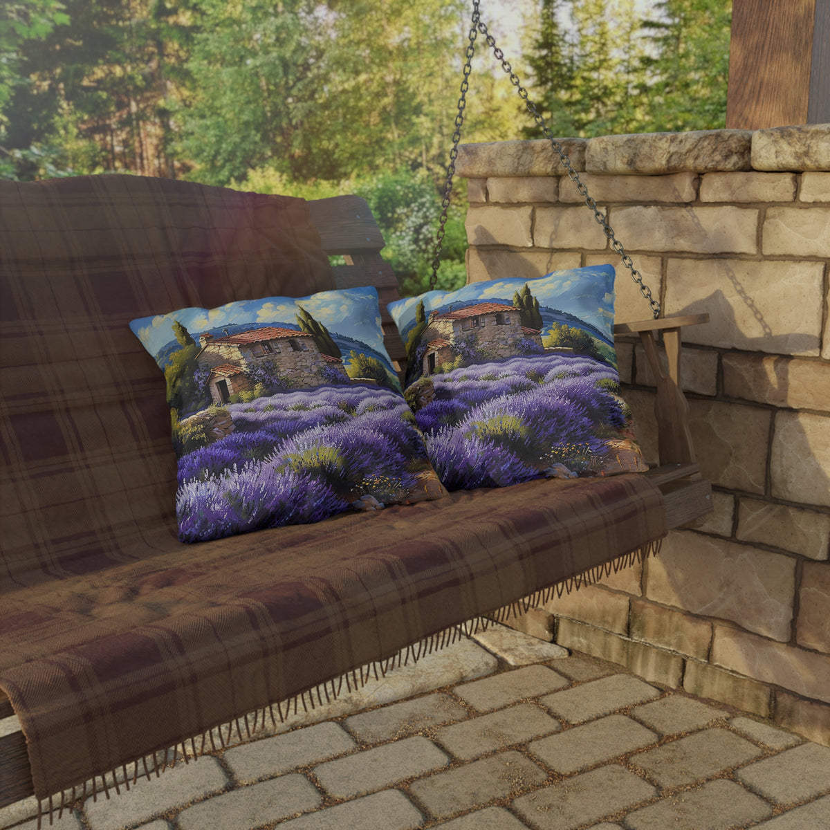 Tuscan Lavender Dreams Square Outdoor Pillow - Spun Polyester - Double-Sided Print - UV-Resistant - Water-Resistant - Available in 3 sizes.