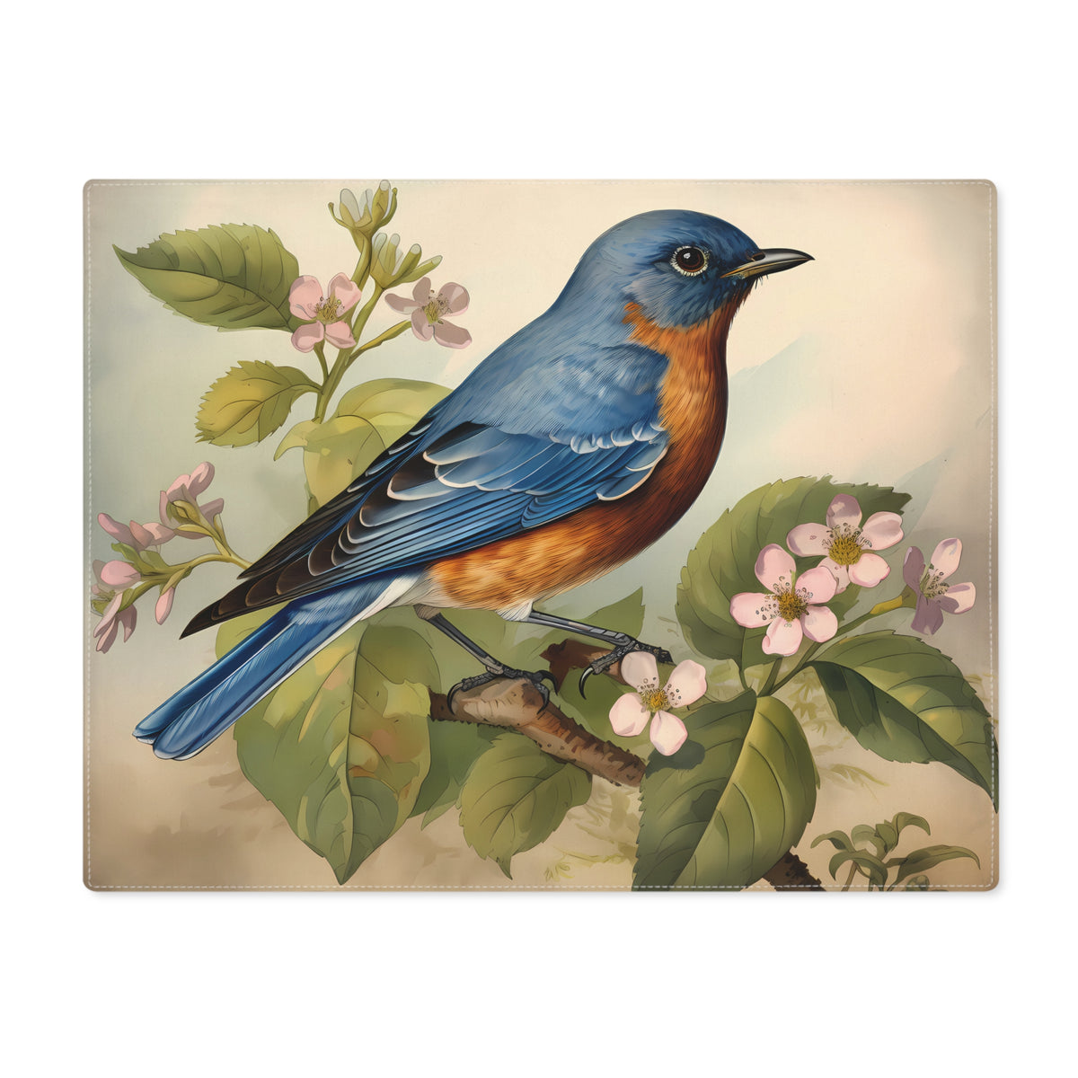 Bluebird Botanical Placemat - Bring the Beauty of Nature to Your Table! Cotton Twill - 18" x 14"